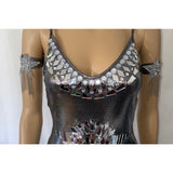 Mirror Dress Skater  Rave Festival Outfit Futuristic Disco Ball Umbrella Fan Boot Wraps