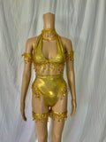 Golden Stars Galaxy Celestial Rave  Festival Outfit Bikini Necklace Leg garters