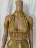 Golden Stars Galaxy Celestial Rave  Festival Outfit Bikini Necklace Leg garters