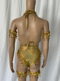 Golden Stars Galaxy Celestial Rave  Festival Outfit Bikini Necklace Leg garters
