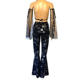 Stars and Moons Galaxy Celestial Rave  Festival Outfit Pieces Sold Separately Shrug Bell Bottoms Arm Warmers