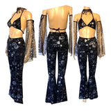 Stars and Moons Galaxy Celestial Rave  Festival Outfit Pieces Sold Separately Shrug Bell Bottoms Arm Warmers