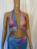 Copy of 13 Color Options Rave O ring Halter Top Separates Festival Fashion  Rave wear