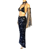 Stars and Moons Galaxy Celestial Rave  Festival Outfit Pieces Sold Separately Shrug Bell Bottoms Arm Warmers